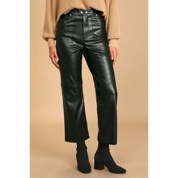 Blank NYC Pants - Blank NYC The Baxter High Waist Faux Leather Wide Straight Leg Pants Size 30